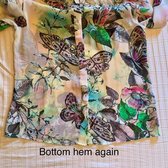 🦋 Signature Studio Butterfly Pattern Sheer Blouse, Pre-Owned, Size S 🌸 - Picture 12 of 17